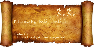 Klinszky Kálmán névjegykártya