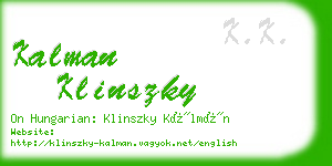 kalman klinszky business card